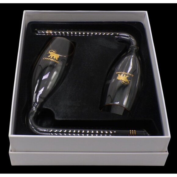 Chambong Champagne Glass Set with Gold Detailing & Decorative Box 6oz Classy AF - Picture 7 of 8